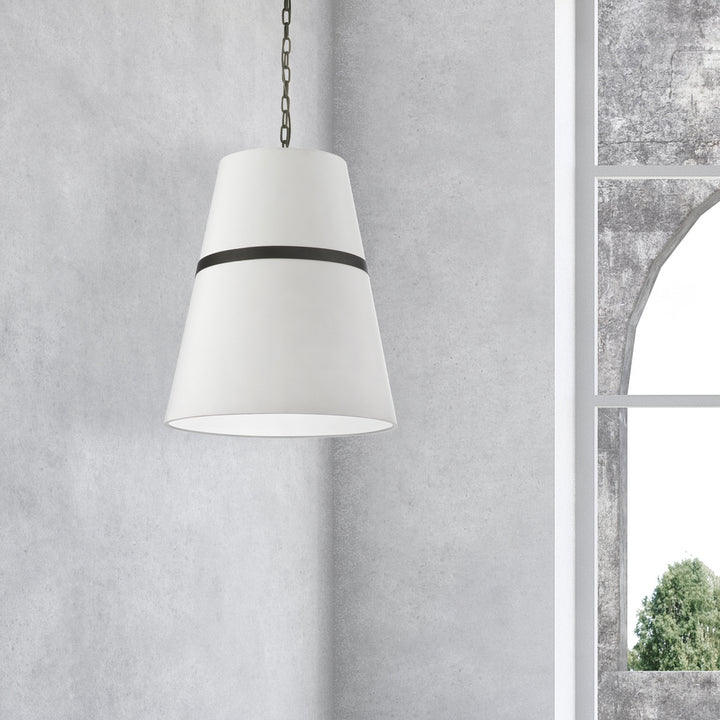 3LT Pendant,  MB w/ WH Shade