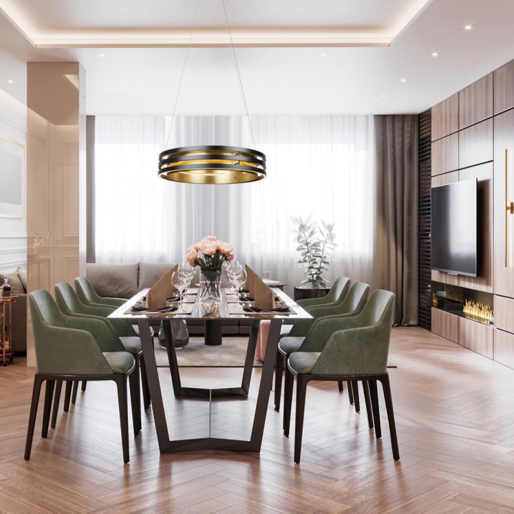 Toledo Collection 1-Light 25.5" Chandelier Black and Brushed Brass