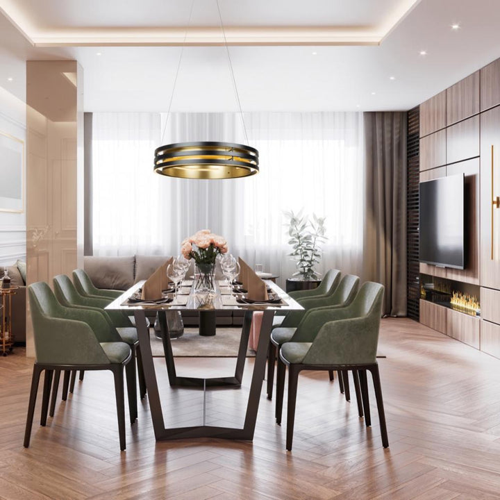 Toledo Collection 1-Light 25.5" Chandelier Black and Brushed Brass