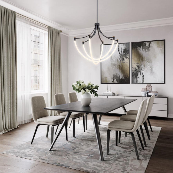 Cascata Collection 3-Light Chandelier Black and Brushed Brass