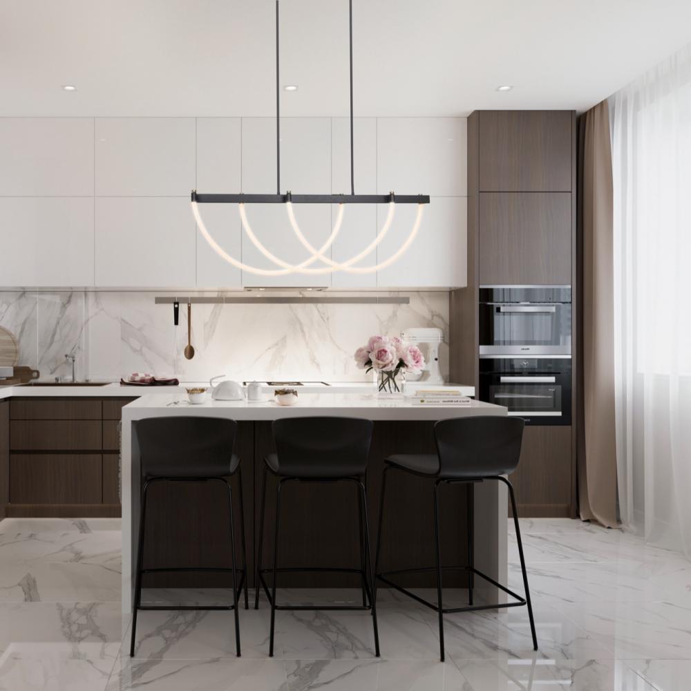 Cascata Collection Island Light Black and Brushed Brass