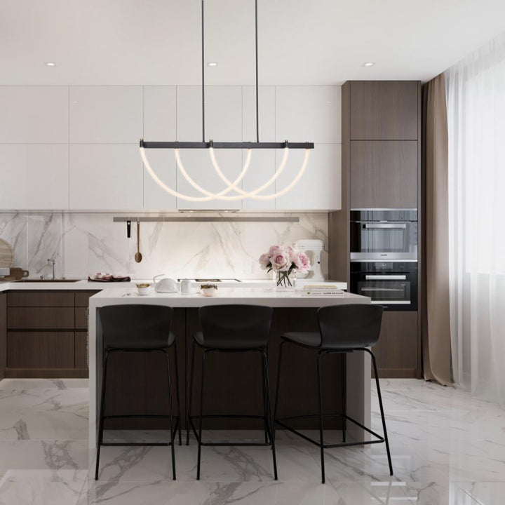 Cascata Collection Island Light Black and Brushed Brass