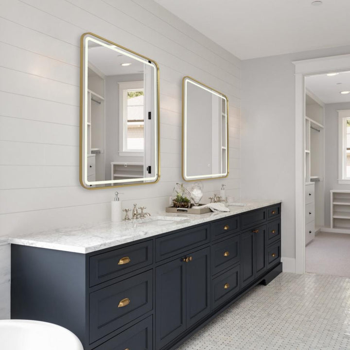 Reflections Collection Rectangular Bathroom Mirror Brushed Brass