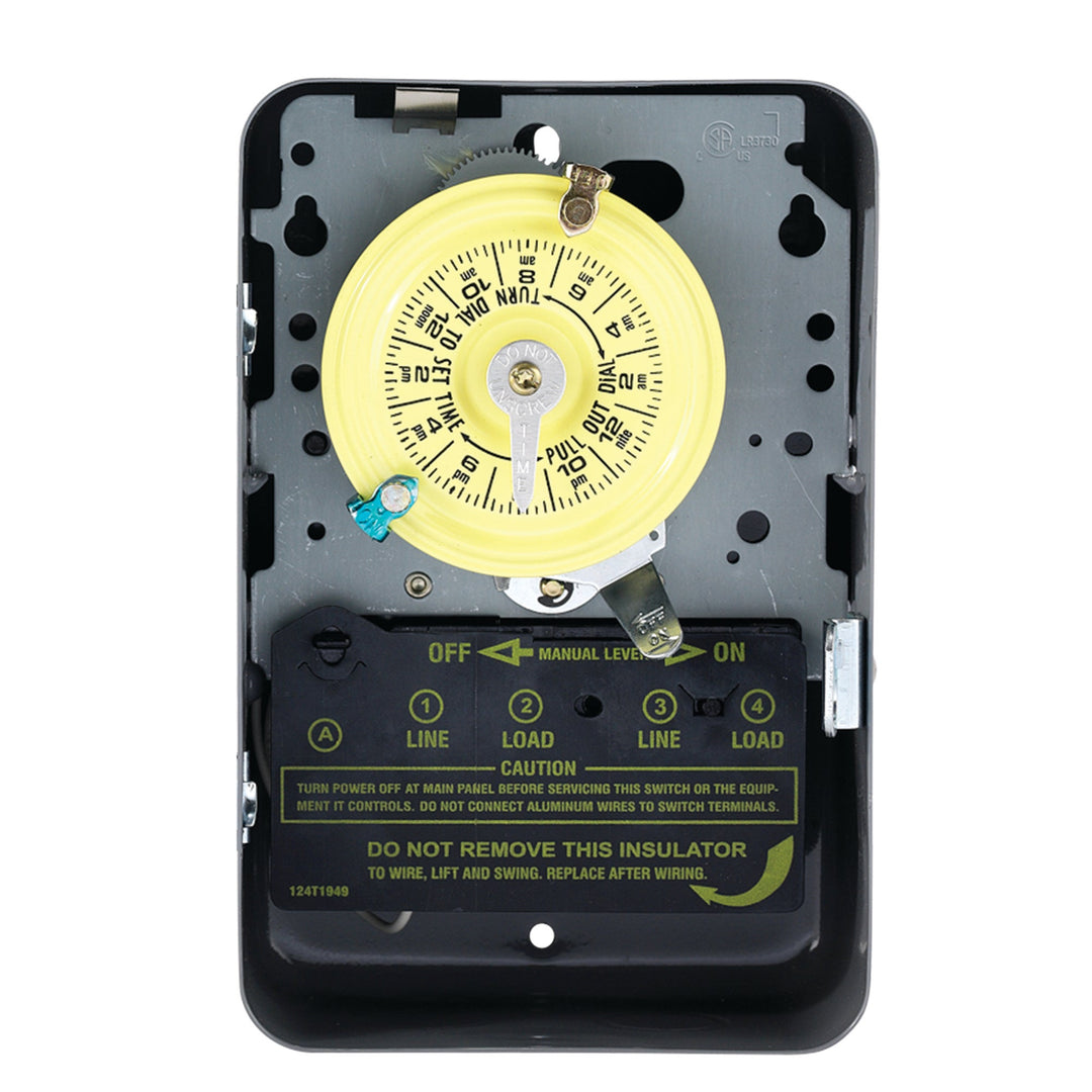 24-Hour Mechanical Time Switch, 120 VAC, 60Hz, DPST, Indoor Metal Enclosure, 1 Hour Interval