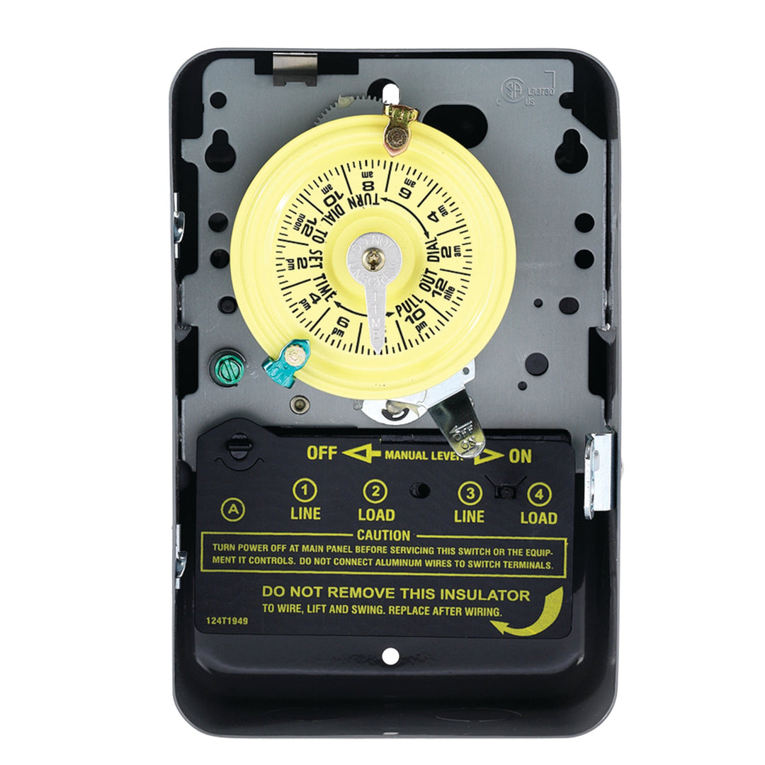 24-Hour Mechanical Time Switch, 208-277 VAC, 60Hz, DPST, Indoor Metal Enclosure, 1 Hour Interval