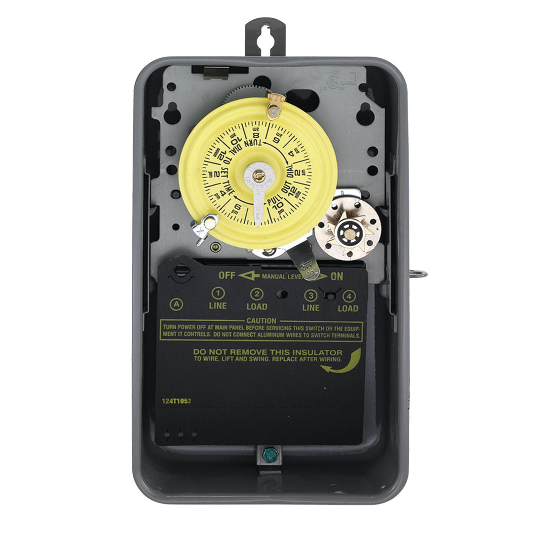 24-Hour Mechanical Time Switch with Skip-a-Day, 208-277 VAC, 60Hz, DPST, Outdoor Metal Enclosure, 1 Hour Interval