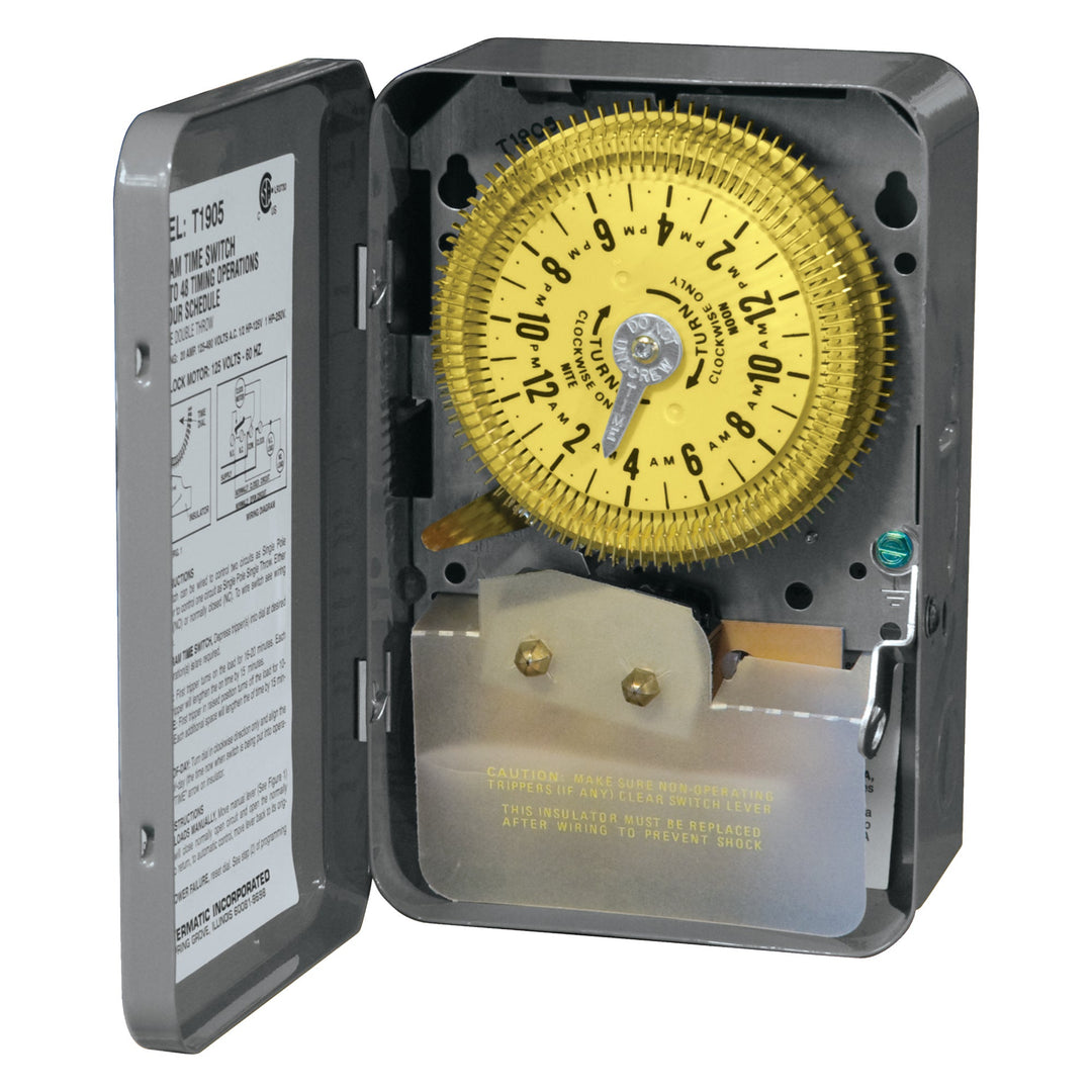 24-Hour Mechanical Time Switch, 480 VAC, 60Hz, SPDT, Indoor Metal Enclosure, 15 Minute Interval