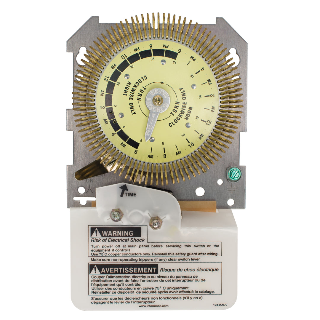 24-Hour Heavy-Duty Metal Dial Mechanical Time Switch, Mechanism Only, 125 VAC, 60Hz, SPDT, 15 Minute Interval