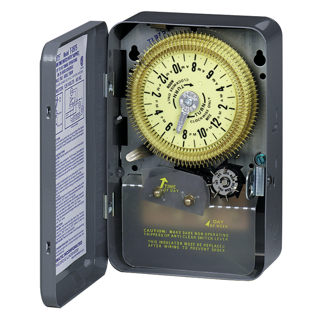 24-Hour Mechanical Time Switch with Skip-a-Day, 125 VAC, 60Hz, SPDT, Indoor Metal Enclosure, 15 Minute Interval