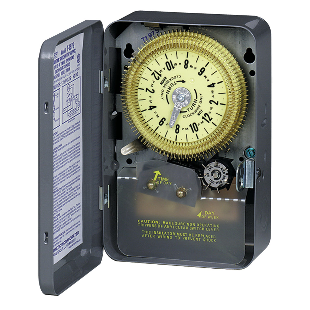 24-Hour Mechanical Time Switch with Skip-a-Day, 208-277 VAC, 60Hz, SPDT, Indoor Metal Enclosure, 15 Minute Interval