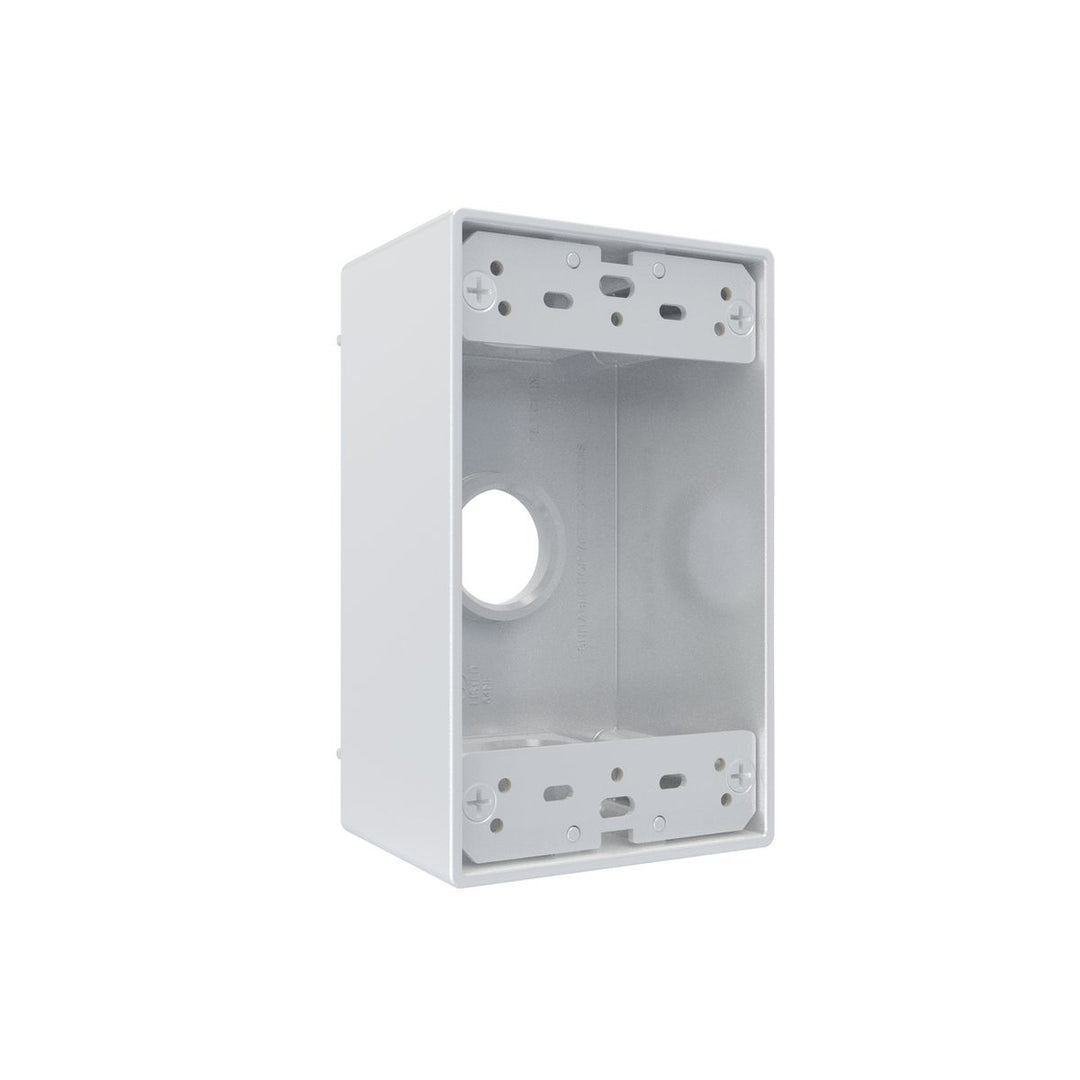 1G WP BOX (3) 3/4 IN. OUTLETS - WHITE