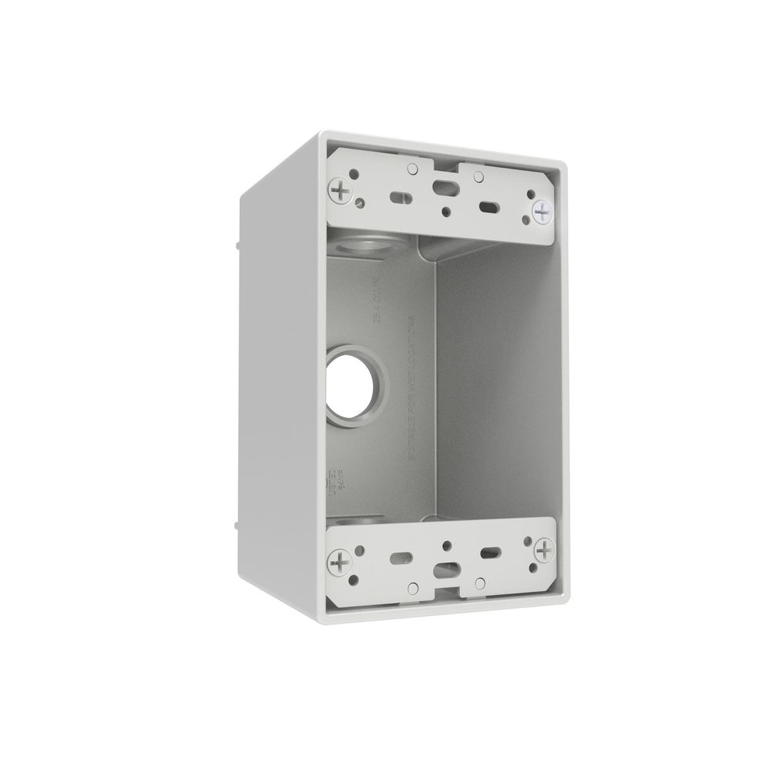 1G WP DEEP BOX (3) 1/2 IN. OUTLETS - WHT