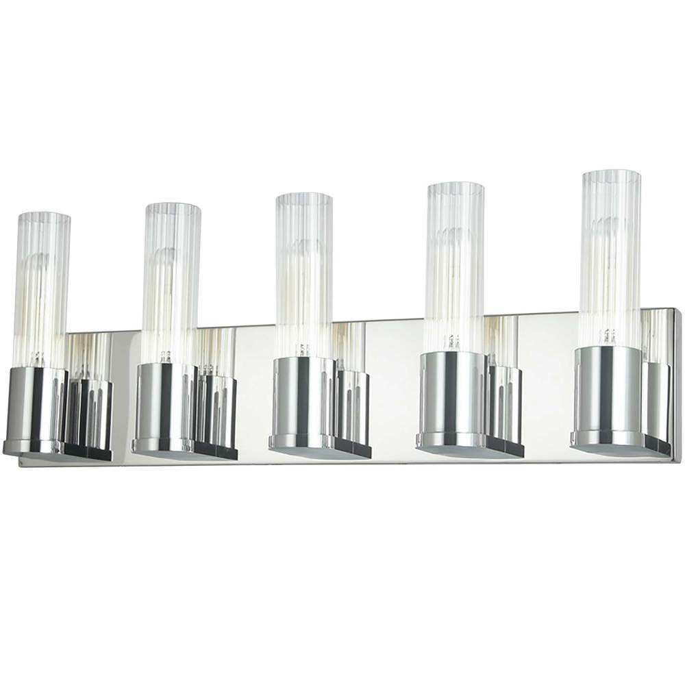 5 LT Incandescent Vanity, PC w/ CLR Fluted Glass