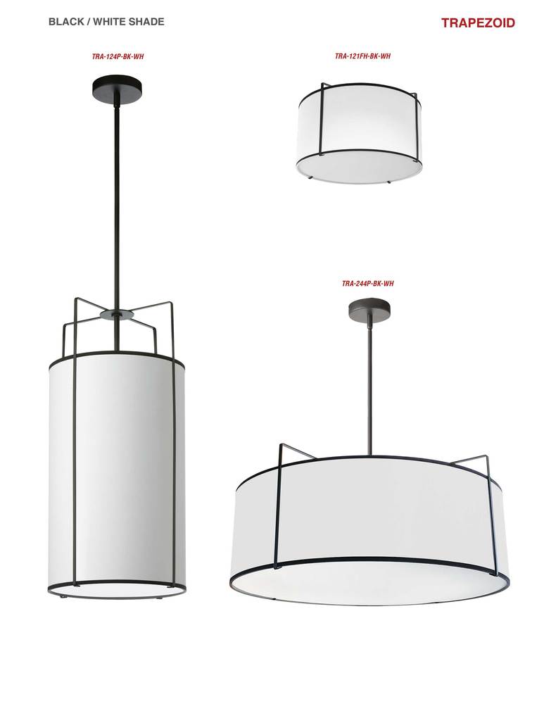 4LT Drum Pendant BK/ WH Shade w/790Diff