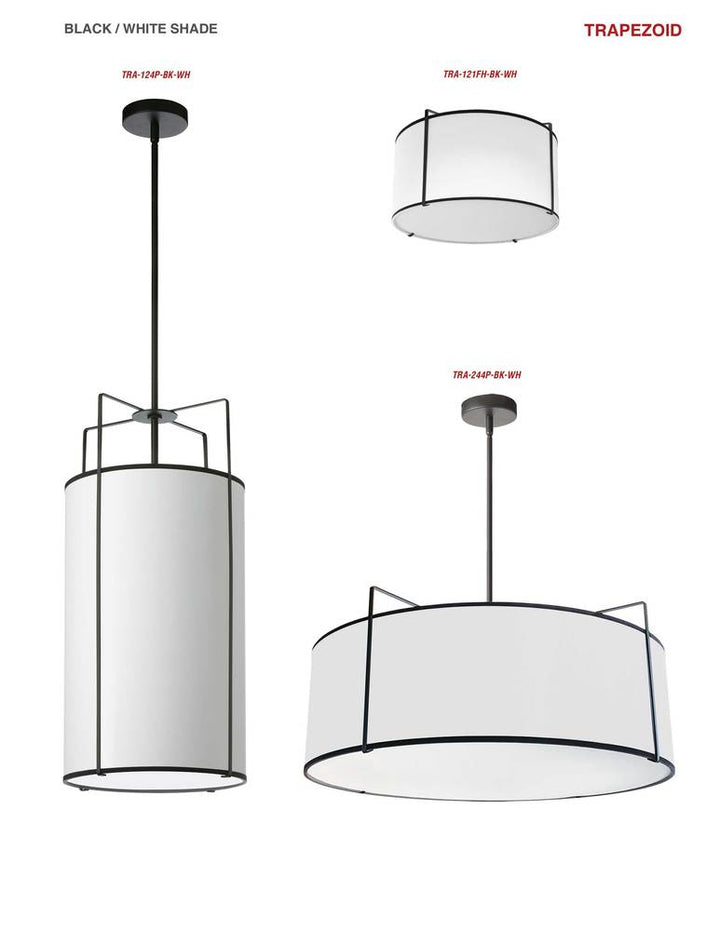 4LT Drum Pendant BK/ WH Shade w/790Diff