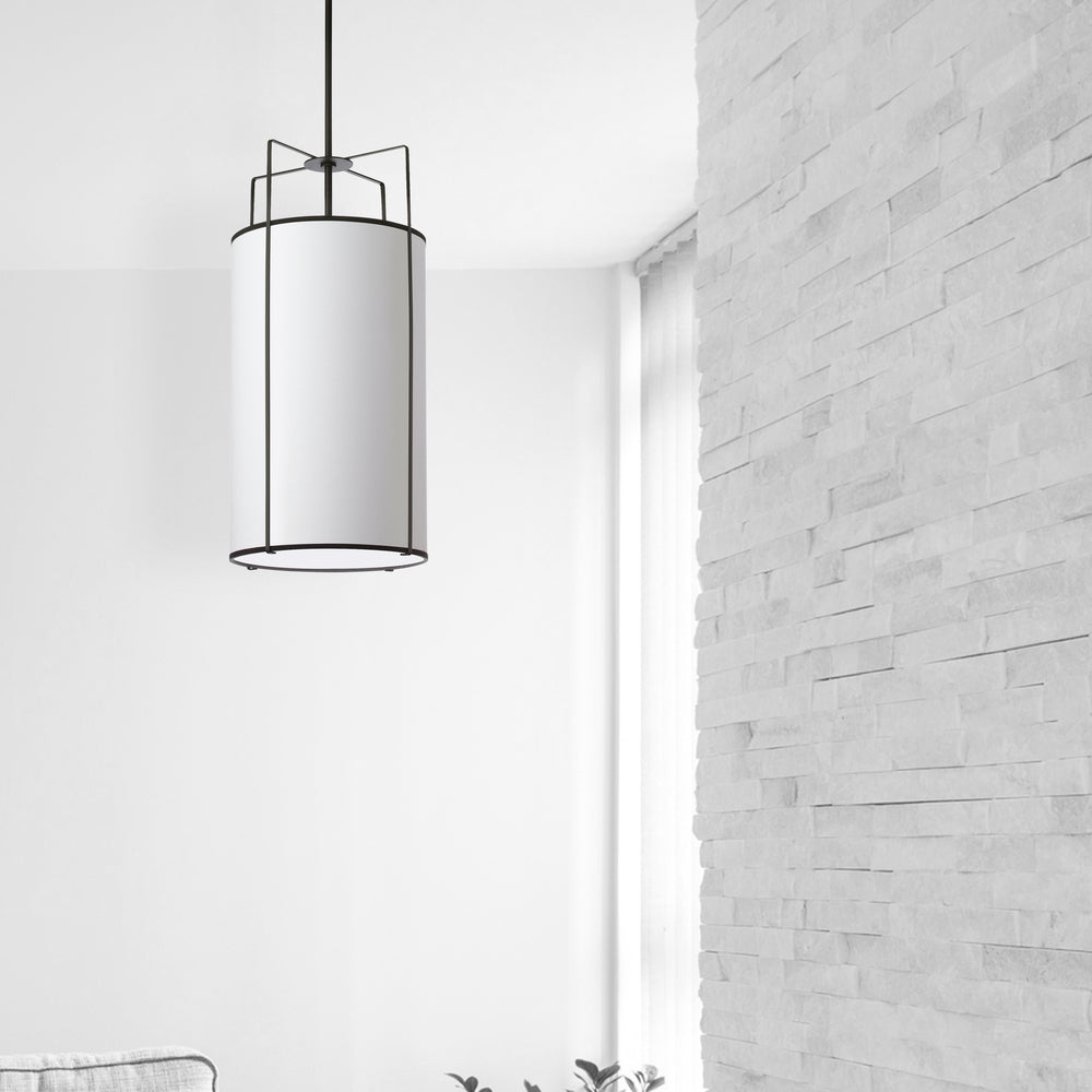 4LT Drum Pendant BK/ WH Shade w/790Diff
