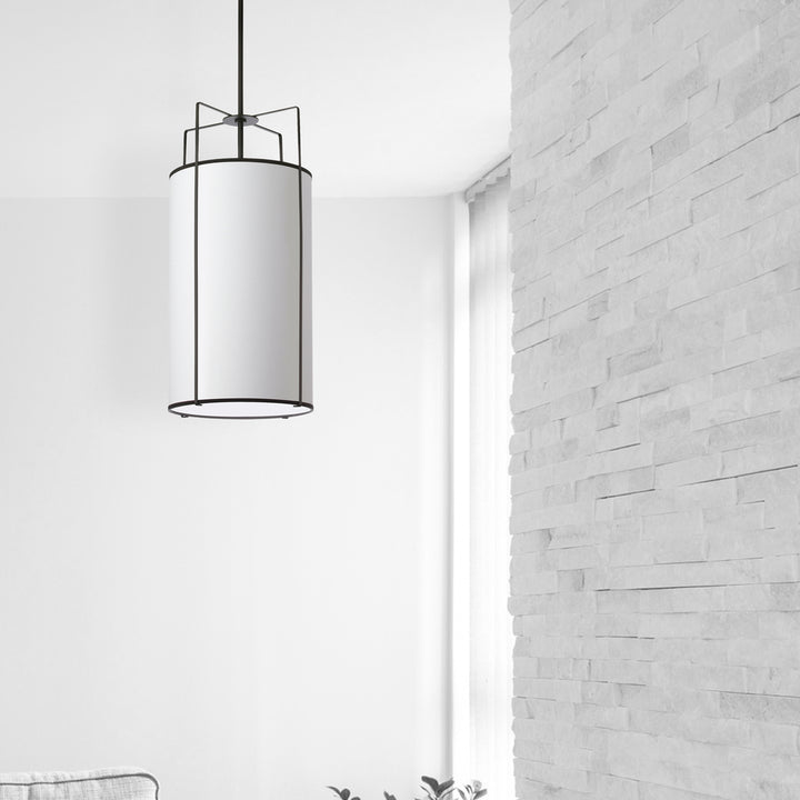 4LT Drum Pendant BK/ WH Shade w/790Diff