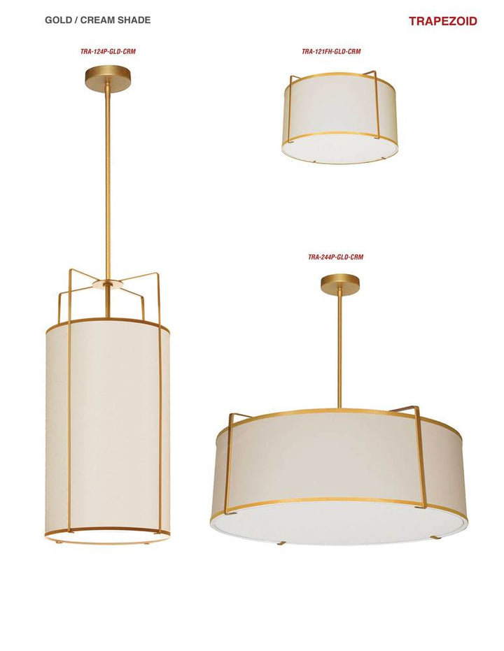4LT Drum Pendant GLD/CRM Shade w/790Diff