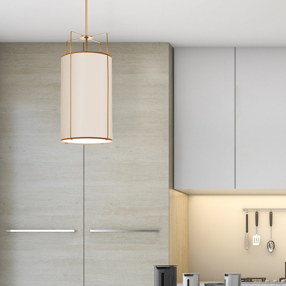 4LT Drum Pendant GLD/CRM Shade w/790Diff