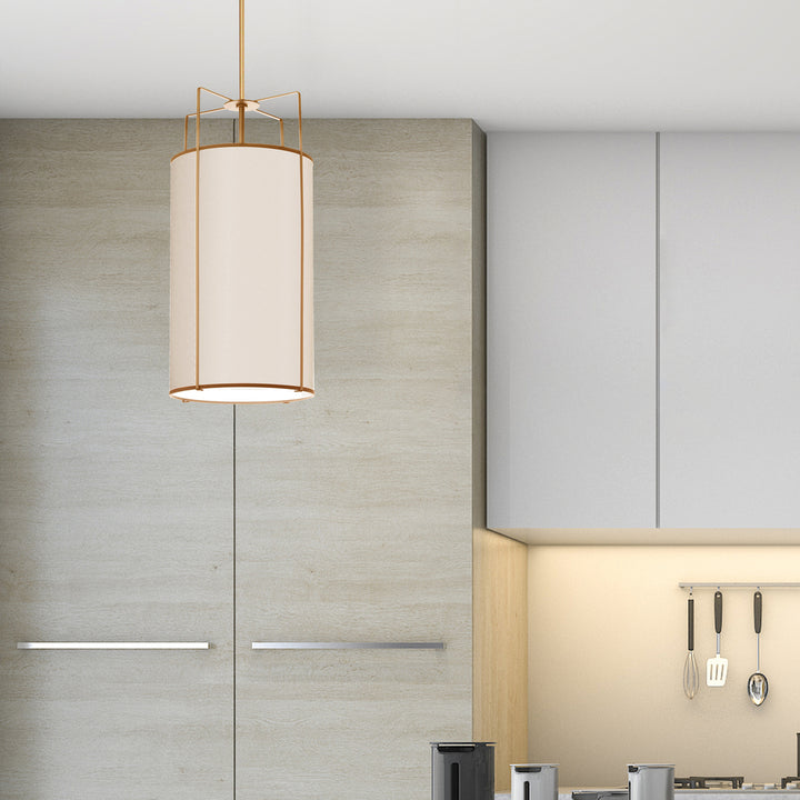 4LT Drum Pendant GLD/CRM Shade w/790Diff