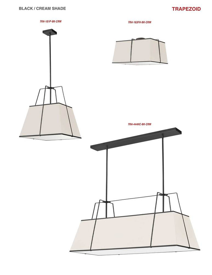 1LT  Pendant BK, CRM Shade w/790Diff