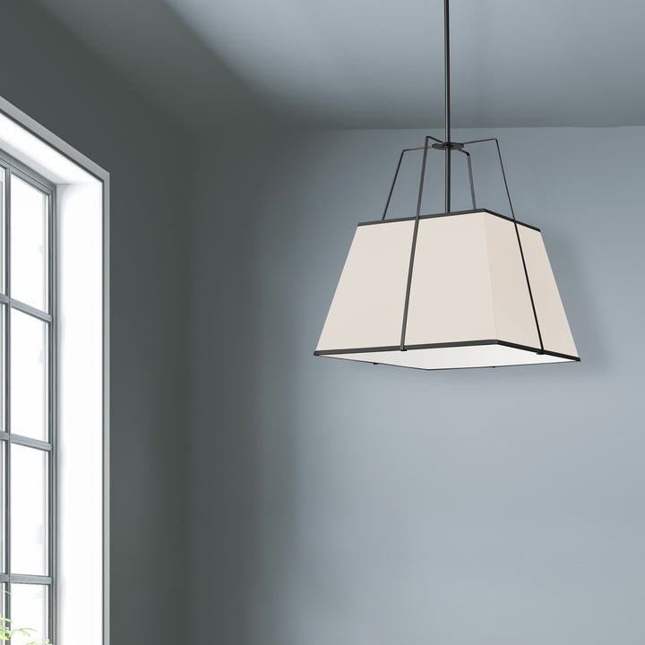 1LT  Pendant BK, CRM Shade w/790Diff