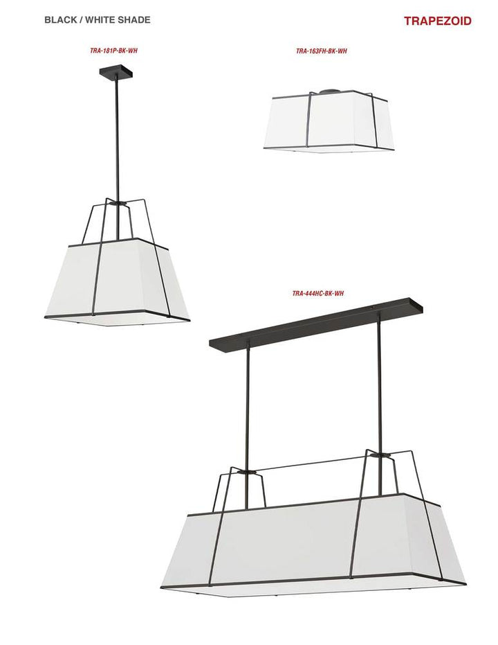 1LT  Pendant BK, WH Shade w/790Diff