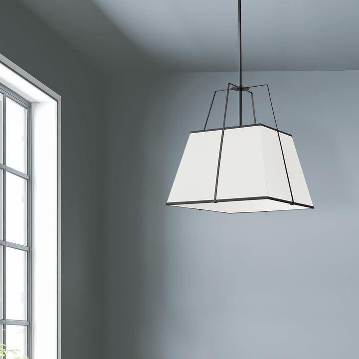 1LT  Pendant BK, WH Shade w/790Diff
