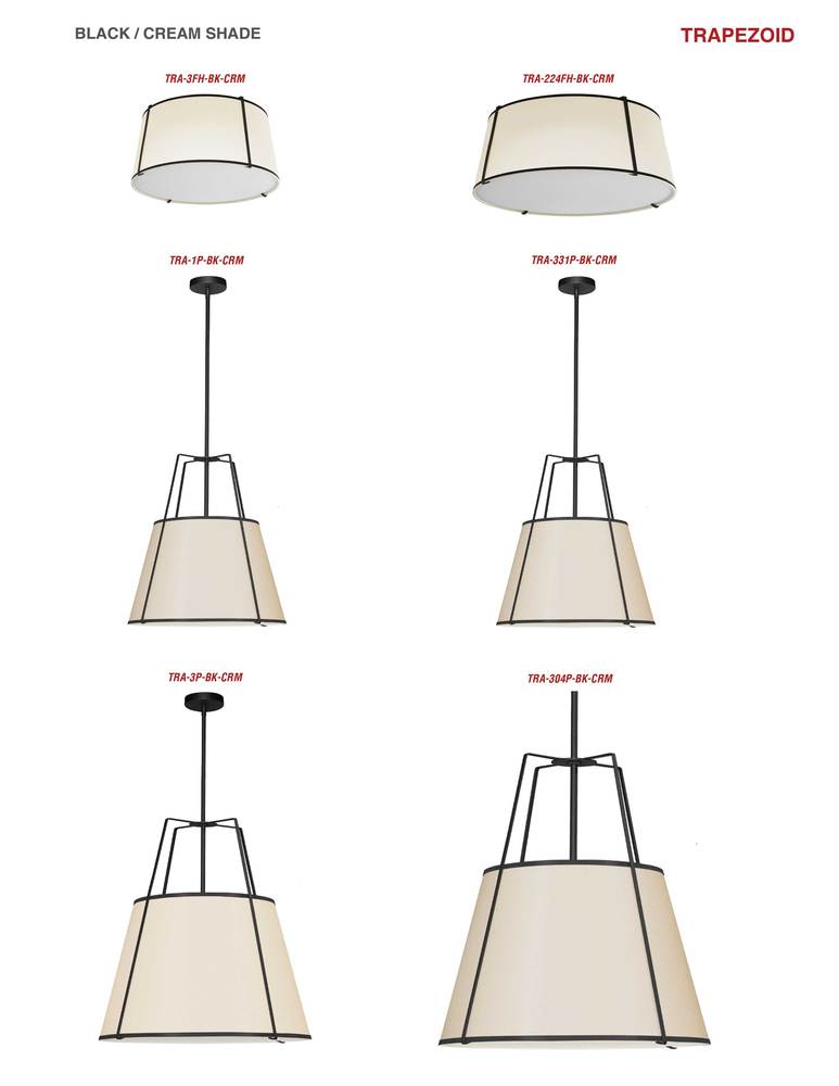 1LT Trapezoid Pendant Black/CRM Shade w/790 Diff