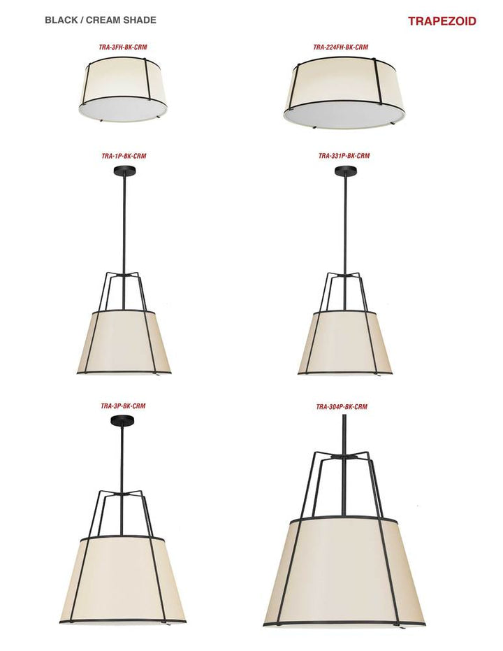 1LT Trapezoid Pendant Black/CRM Shade w/790 Diff