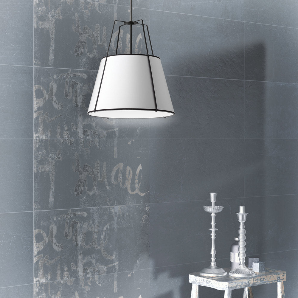 1LT Trapezoid Pendant, MB with WH Shade