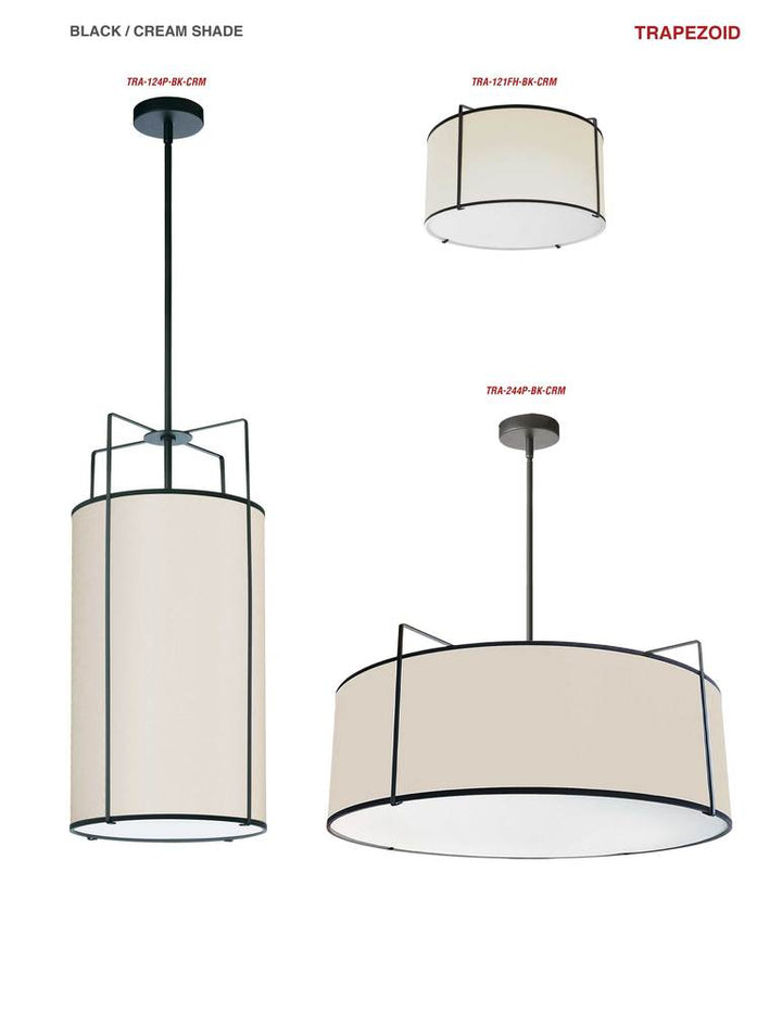 4LT Drum Pendant Black/CRM Shade w/ 790 Diff