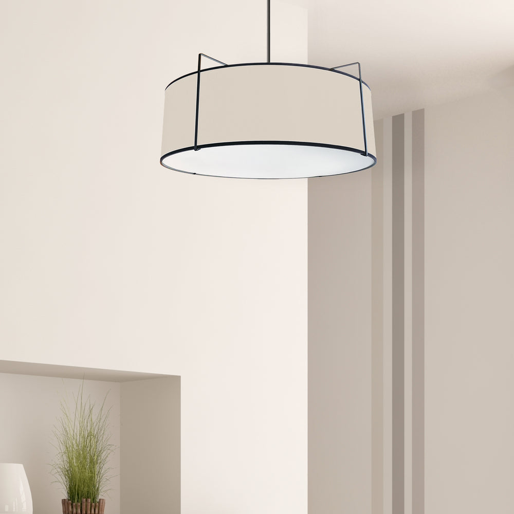 4LT Drum Pendant Black/CRM Shade w/ 790 Diff