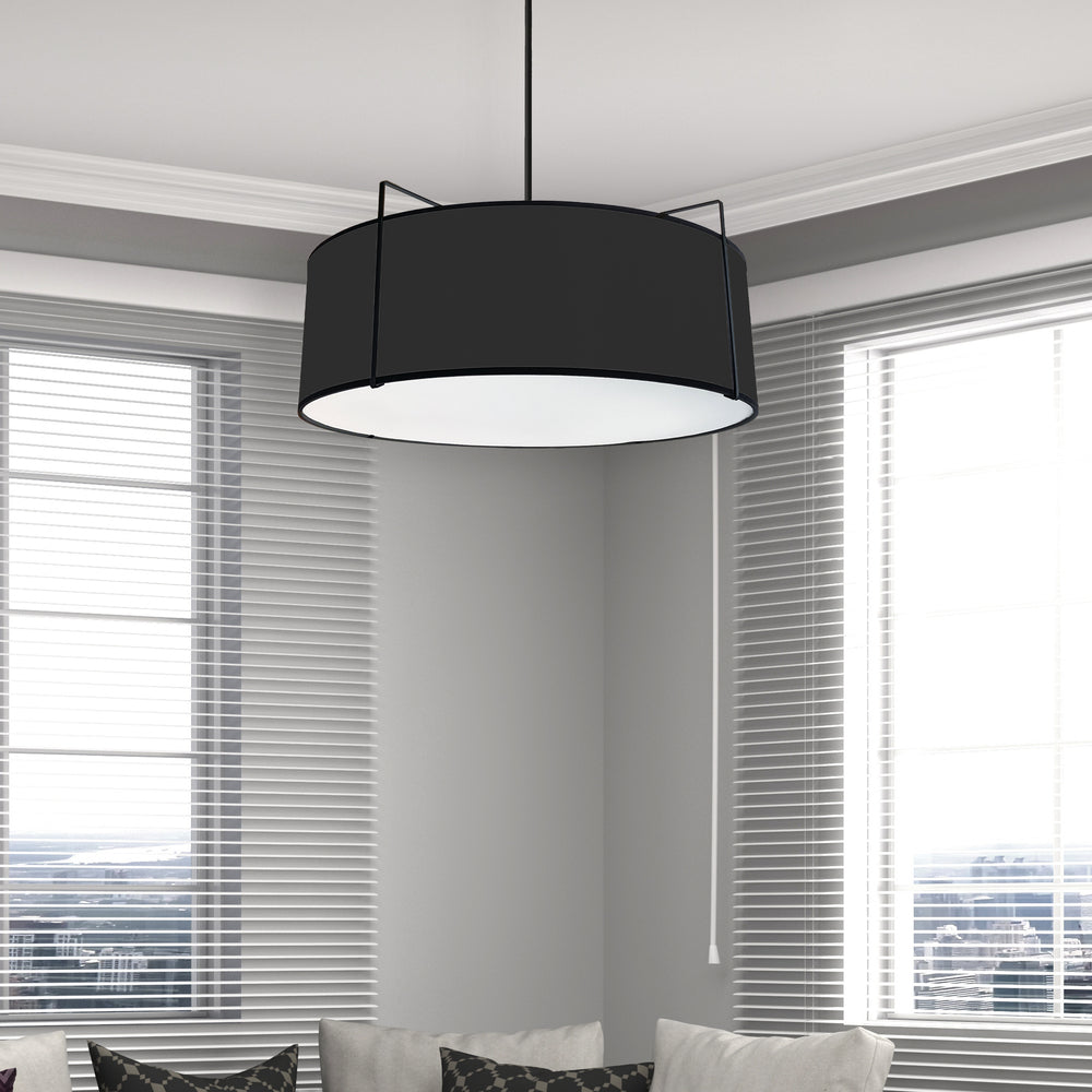 4LT Drum Pendant BK Shade w/790Diff