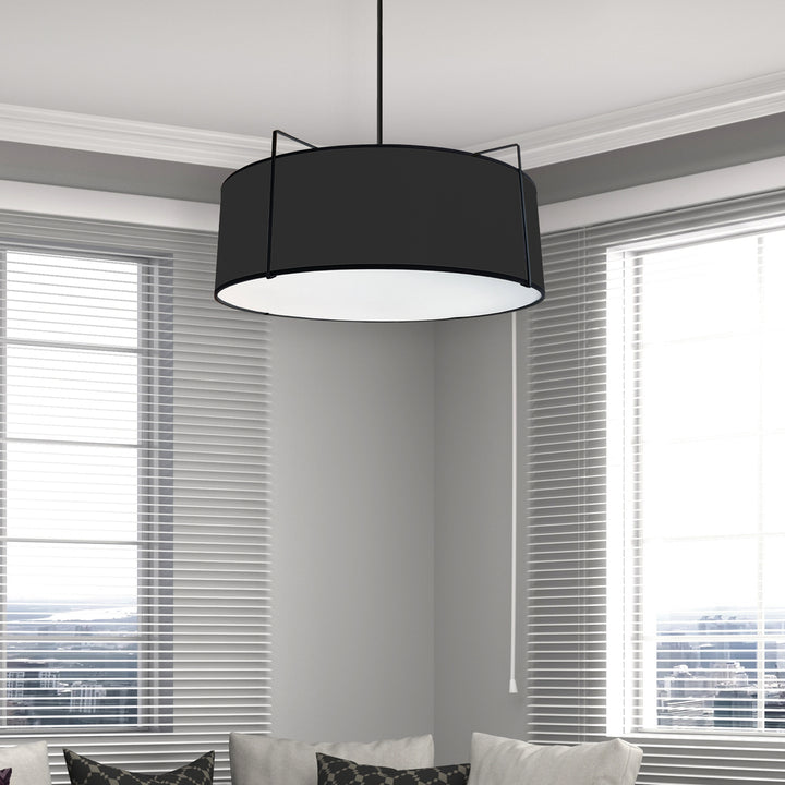 4LT Drum Pendant BK Shade w/790Diff
