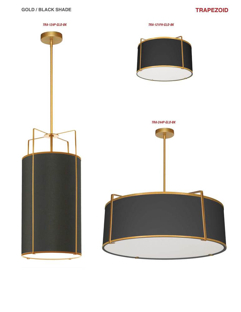 4LT Drum Pendant GLD/BK Shade w/790Diff