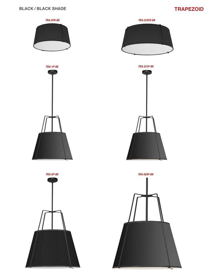 3LT Trapezoid FlushMount Black Shade w/790Diff