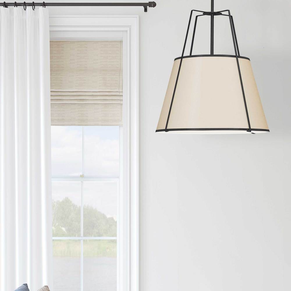 3LT Trapezoid Pendant BK/CRM Shade w/790Diff