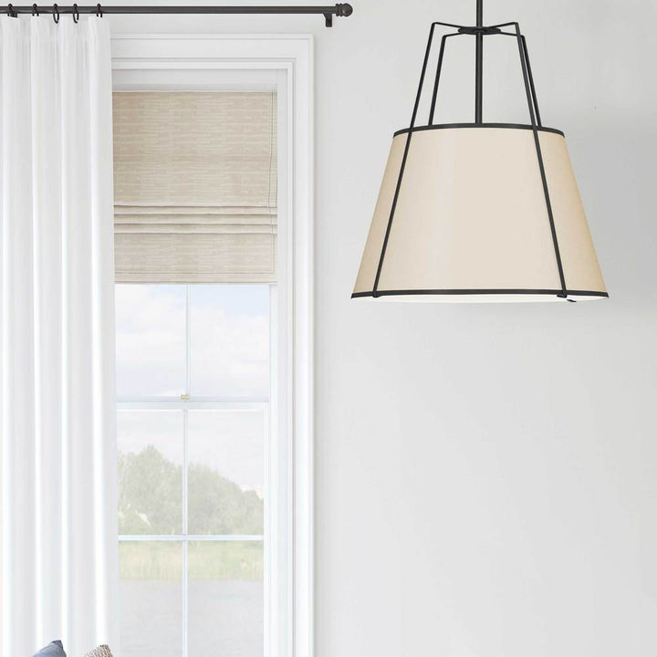 3LT Trapezoid Pendant BK/CRM Shade w/790Diff