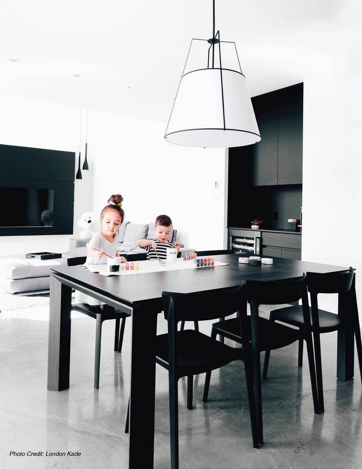 3LT Trapezoid Pendant BK/WH Shade w/790Diff