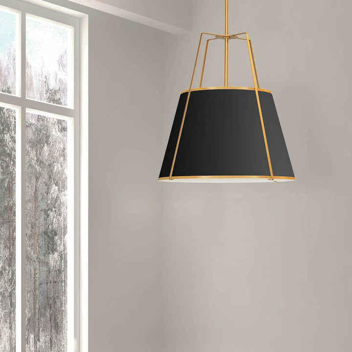 3LT Trapezoid Pendant GLD/BK Shade w/790Diff