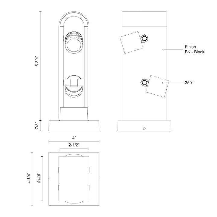 TRAVERSE 9" TWO HEAD EXTERIOR GARDEN BLACK 7W LV 12VAC 3000K 90CRI