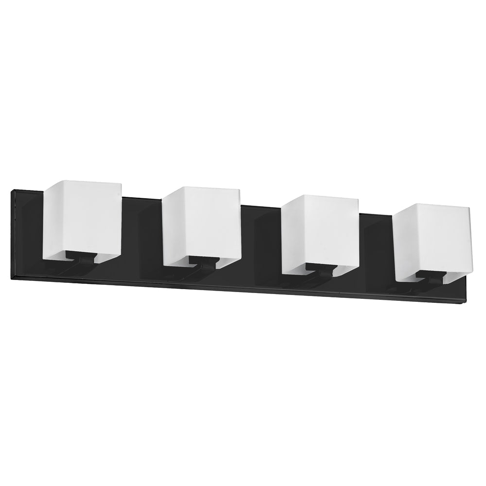 4LT Halogen Vanity, MB w/ WH Glass