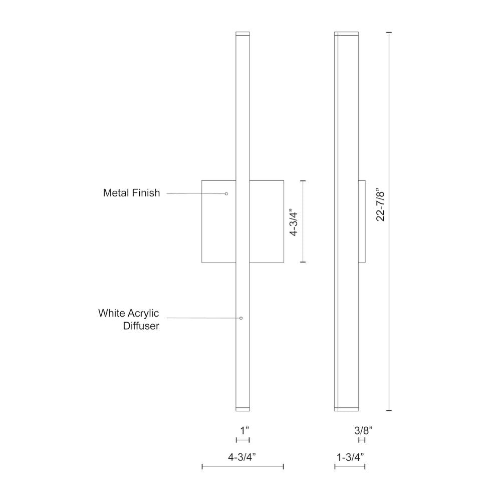Vega 24-in Black LED Wall Sconce