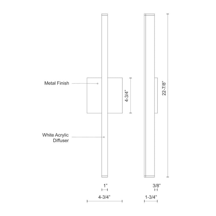 Vega 24-in Black LED Wall Sconce