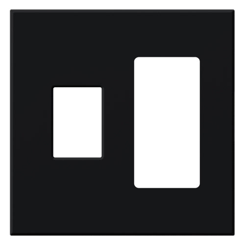 VAREO WALLPLATE 2GNG CONT/RCPT BLACK