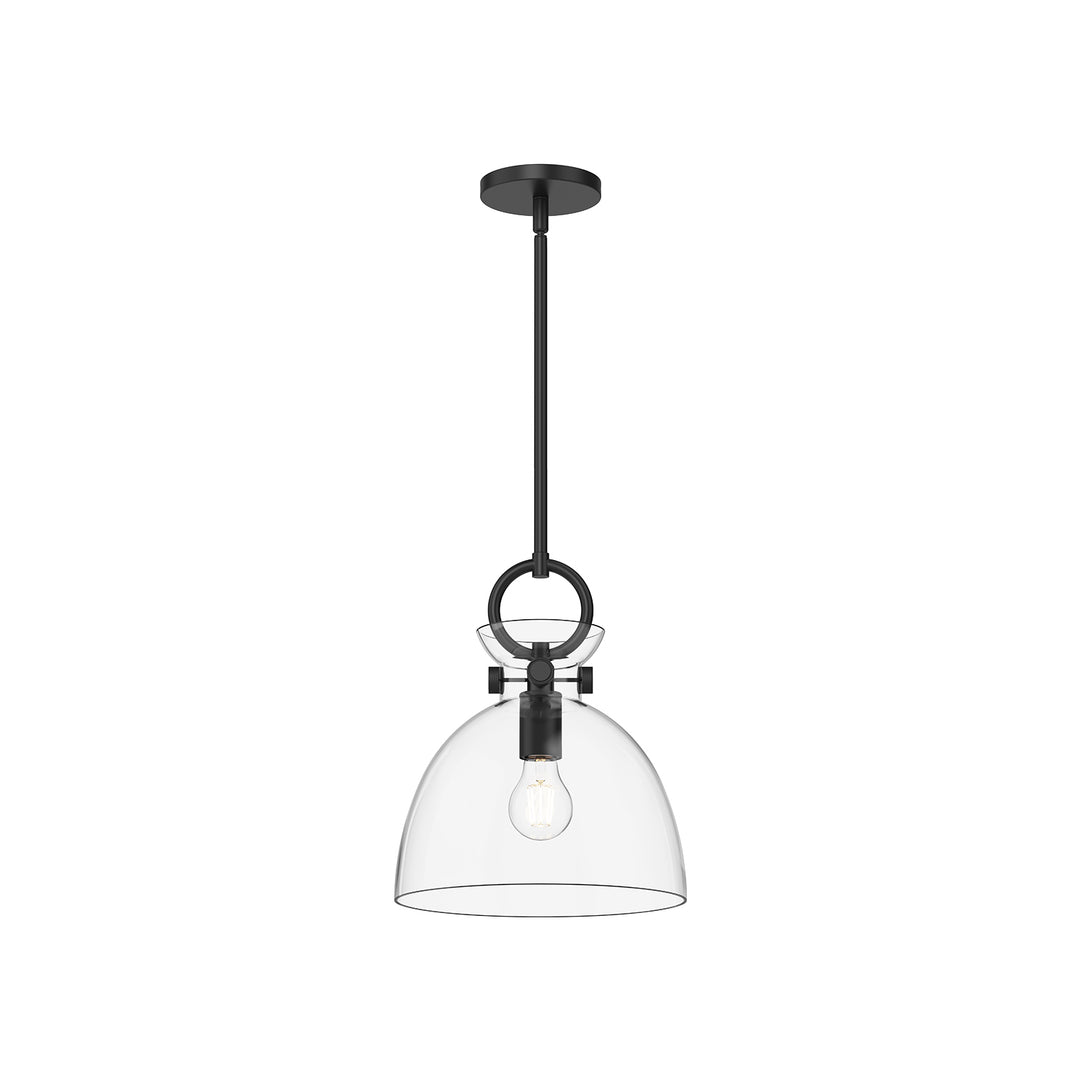 Waldo 11-in Matte Black/Clear Glass 1 Light Pendant
