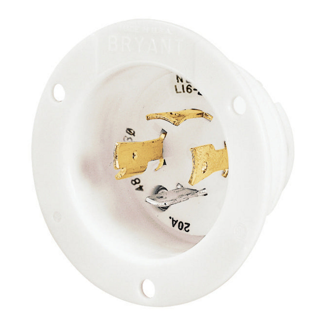 LKG FLG-INLT, 20A 3PH 480V, L16-20P,WH