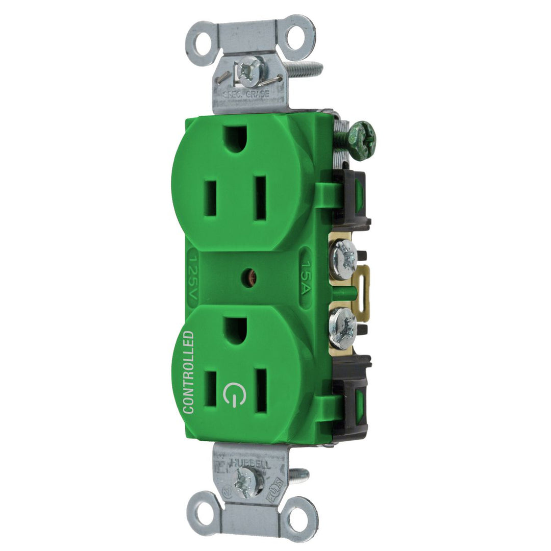 1/2 CONTROLLED 15A 125V, B/S, DUP, GN