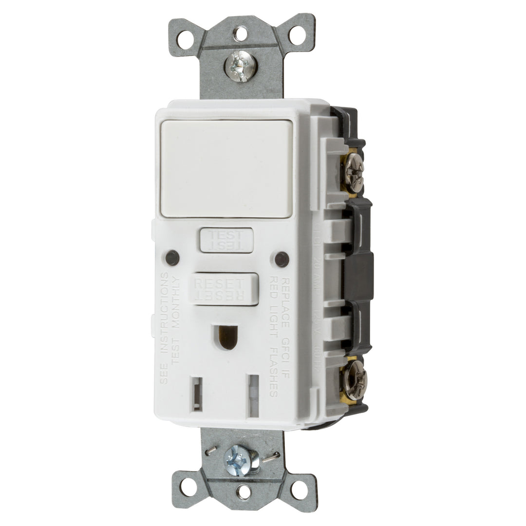 15A COM SELF TEST COMB SWITCH, TR GFR WH